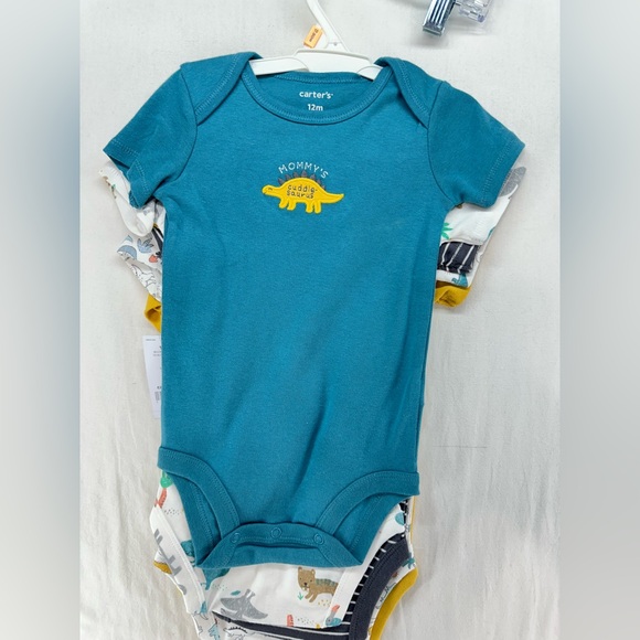 Carter's Baby Boy Bodysuits 5 Piece Set 12 Months Dinosaurs NEW WITH TAGS - Picture 2 of 7